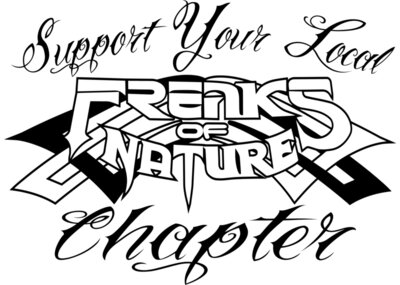 Support Your Local Freaks with Black Text