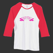 Freaks of Nature Pink and White - Bella Women's Baby Rib Contrast 3/4-Sleeve Raglan T-Shirt 